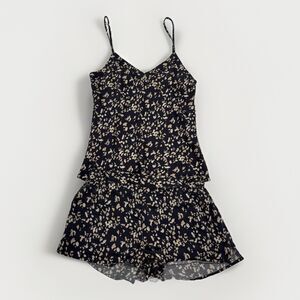 Ginia Pajama Set Womens Size 6 100% Silk Leopard Shorts Tank Top AU10